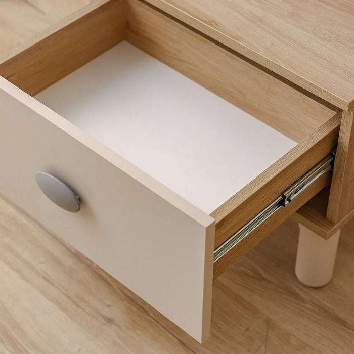 Zeta Nightstand with LED - Off white & Grey - With 2-Year Warranty