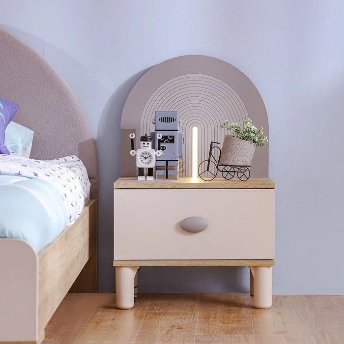 Zeta Nightstand with LED - Off white & Grey - With 2-Year Warranty