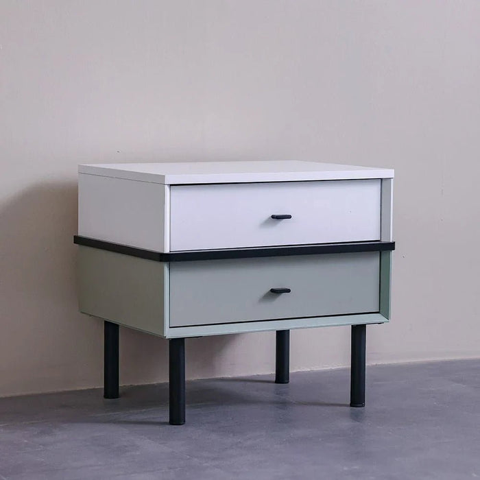 Petra 2Drawers Night Stand-White & Grey