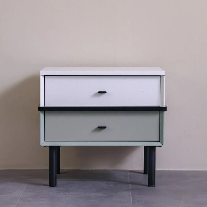 Petra 2Drawers Night Stand-White & Grey