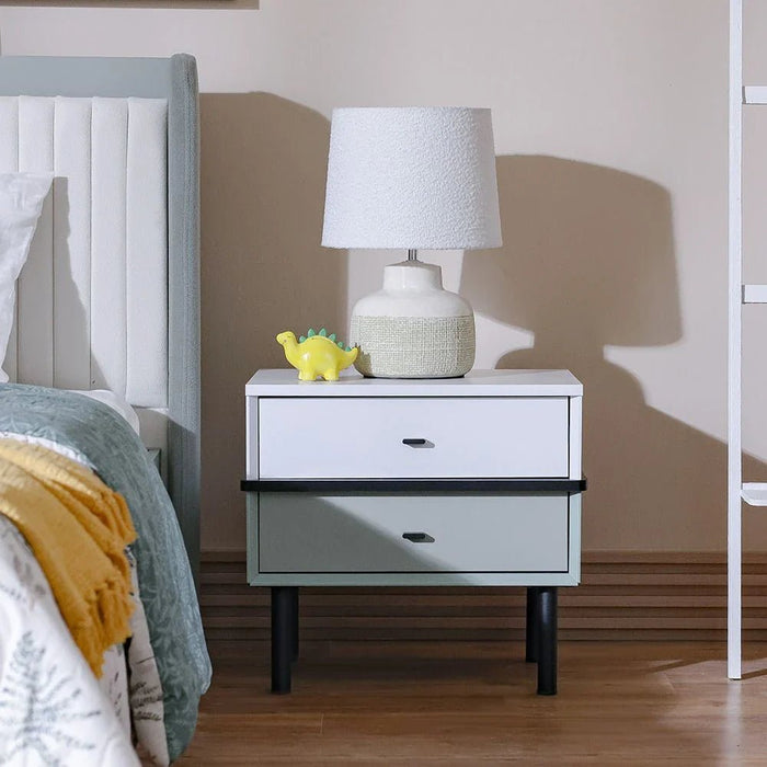 Petra 2Drawers Night Stand-White & Grey