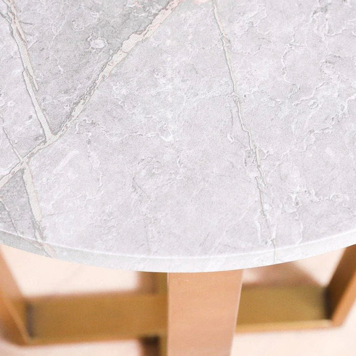 Beaver End Table-Grey Marble/Brushed Gold