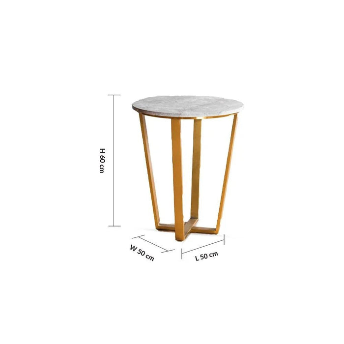 Beaver End Table-Grey Marble/Brushed Gold