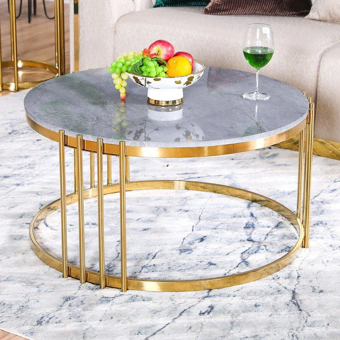 Armadillo Coffee Table-Grey/Gold