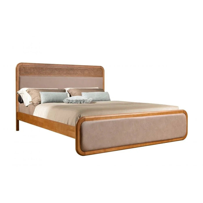 Rita 180x200 King Bed-Oak/Rattan-With 2-Year Warranty