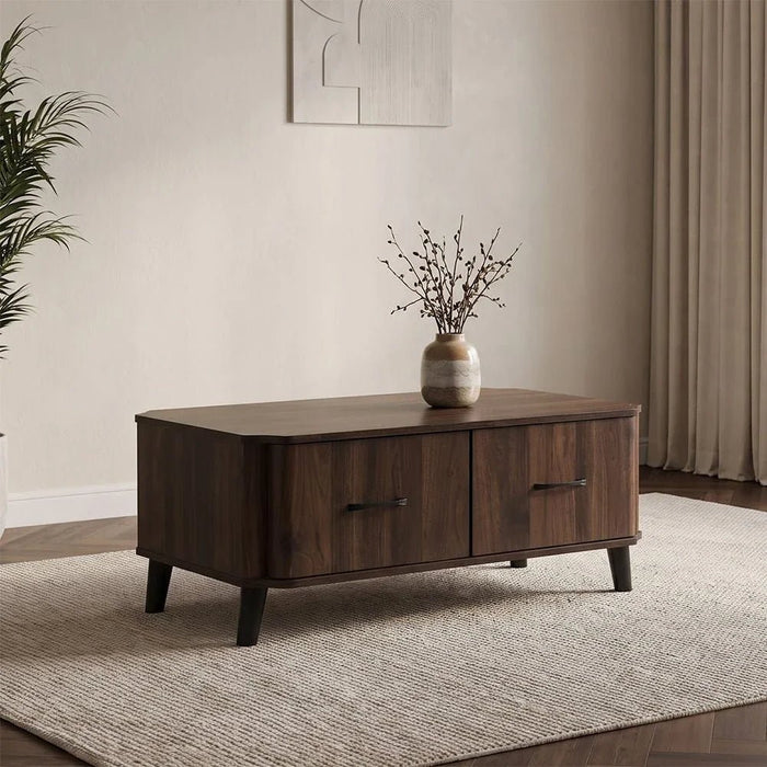 Basel Coffee Table with 2 Drawers - Columbia Walnut - With 2-Year Warranty