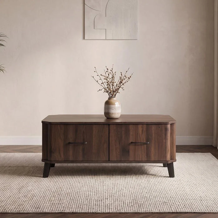 Basel Coffee Table with 2 Drawers - Columbia Walnut - With 2-Year Warranty