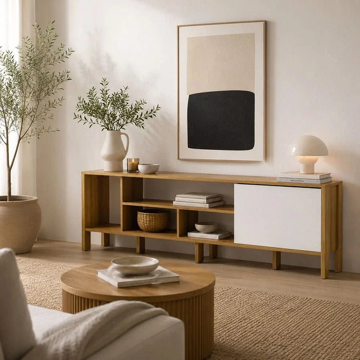 Cedro TV Rack up to 45 Inches-Almond/White