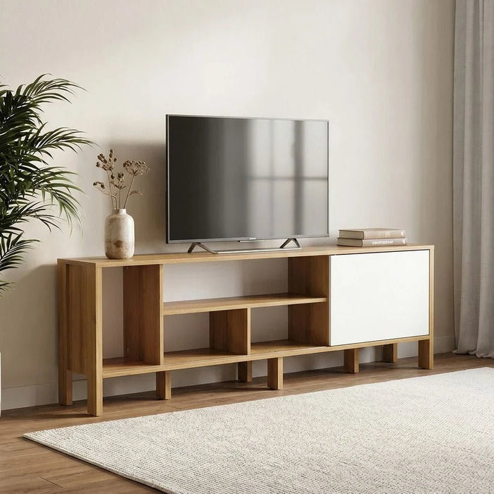 Cedro TV Rack up to 45 Inches-Almond/White
