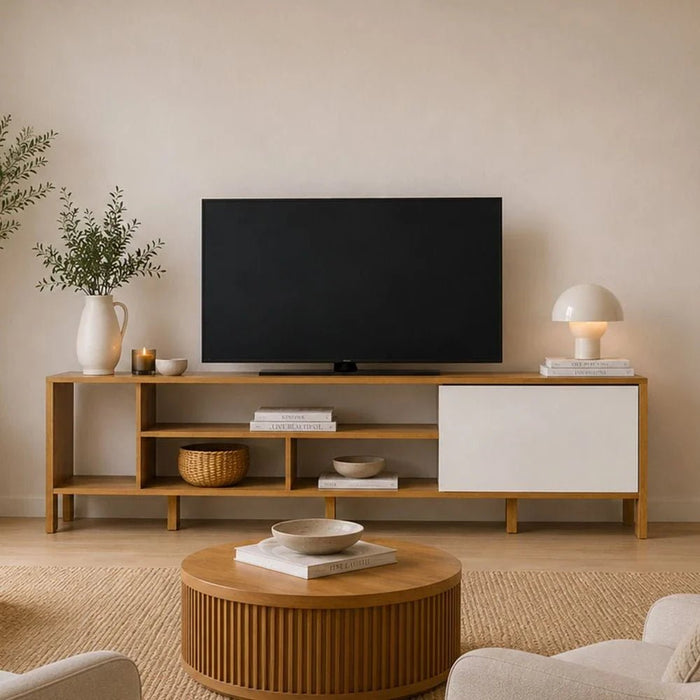 Cedro TV Rack up to 45 Inches-Almond/White