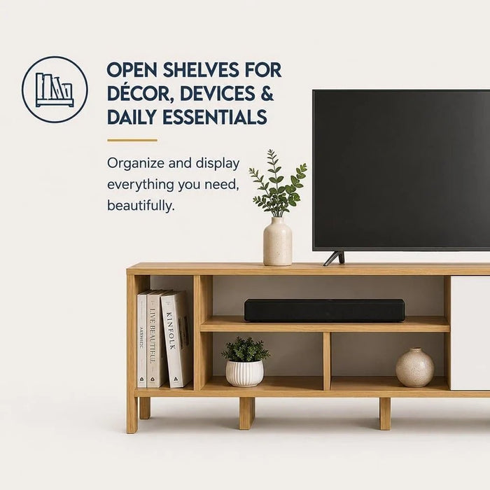 Cedro TV Rack up to 45 Inches-Almond/White