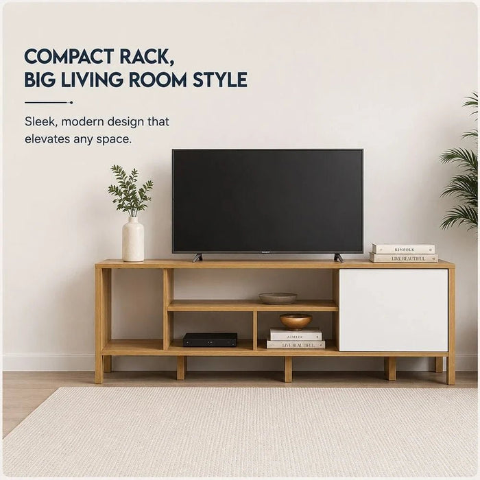 Cedro TV Rack up to 45 Inches-Almond/White