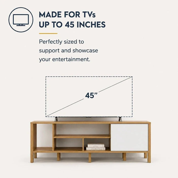Cedro TV Rack up to 45 Inches-Almond/White