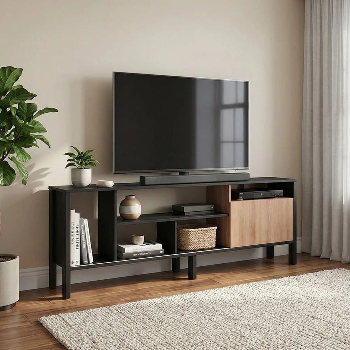 Cedro TV Rack-Up to 45 Inches-Black/Almond