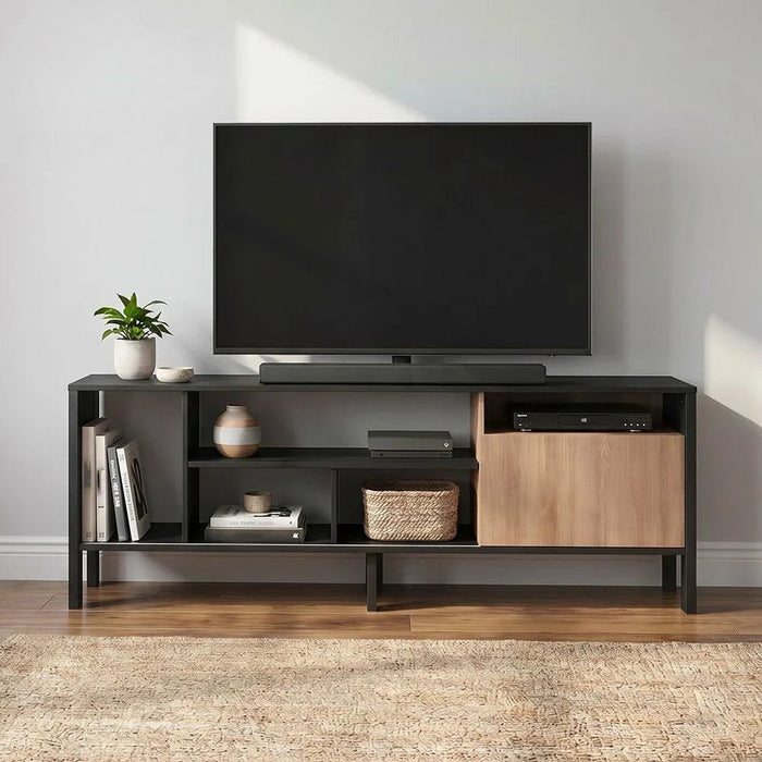 Cedro TV Rack-Up to 45 Inches-Black/Almond