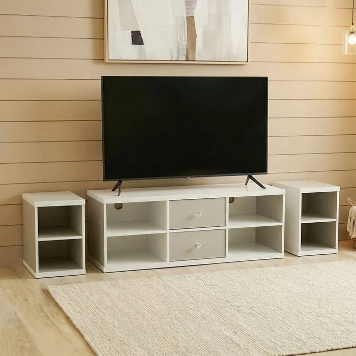 Prime TV Unit _ For TVs up to 65 Inches-White/Grey