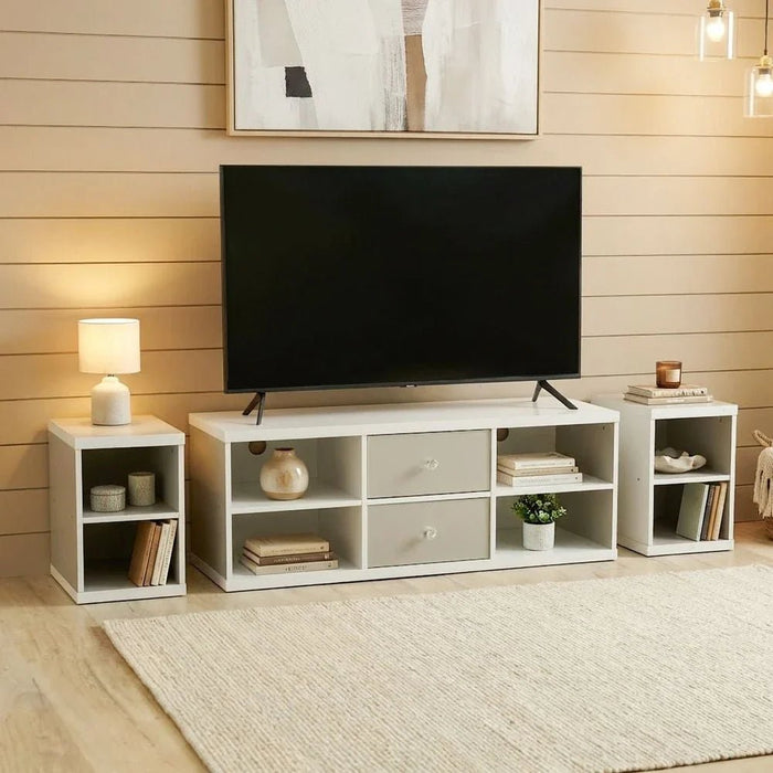 Prime TV Unit _ For TVs up to 65 Inches-White/Grey