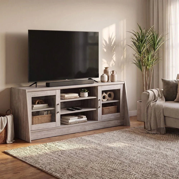 Woody TV Unit-For TVs Up to 55 Inches-Grey Oak