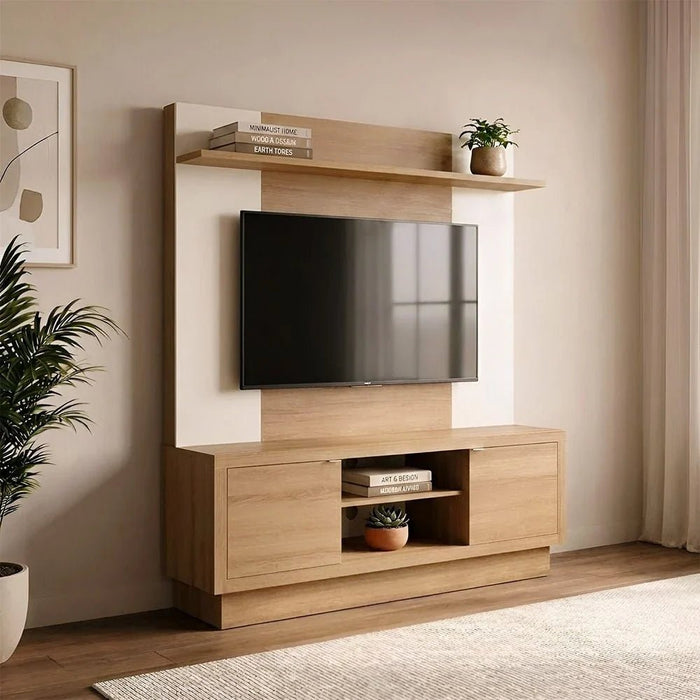 Zoyo TV Wall Unit - TV up to 65 Inches - Brown/Off-White - With 2-Year Warranty