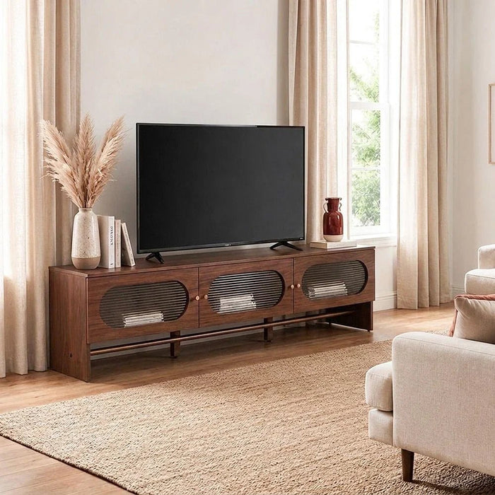 Azeron TV Unit-For TVs up to 75 Inches-Brown-With 2-Year Warranty