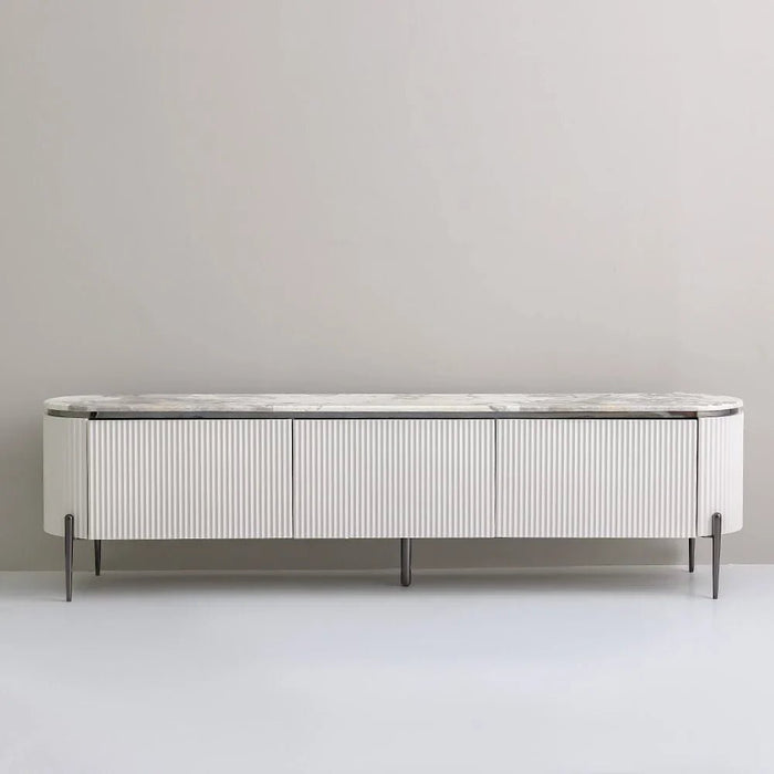 Hesdin Large High Gloss TV Unit - Up to 80 Inches - Light Grey - With 2-Year Warranty