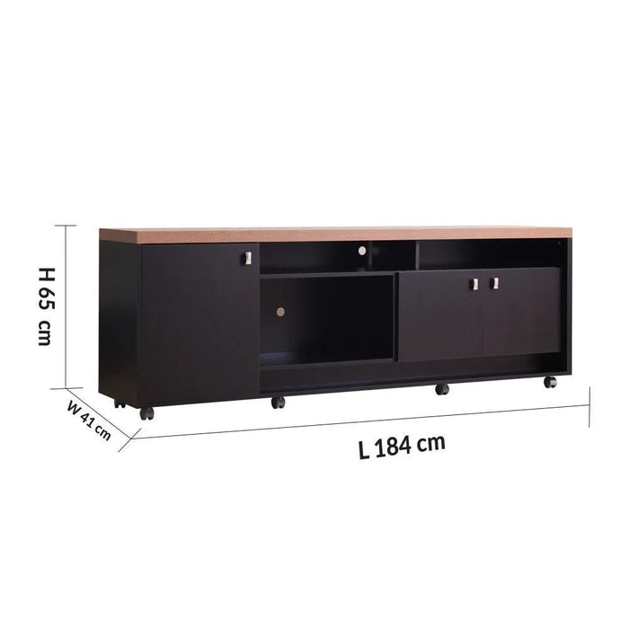 Phenom TV Unit up to 75 Inches - Black/Almond - With 2-Year Warranty