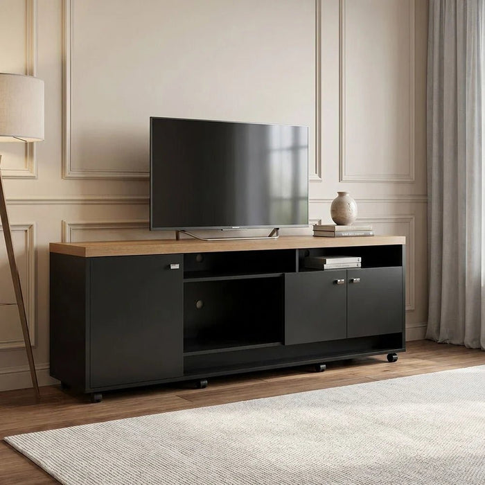 Phenom TV Unit up to 75 Inches - Black/Almond - With 2-Year Warranty