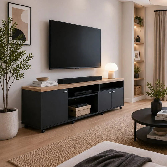 Phenom TV Unit up to 75 Inches - Black/Almond - With 2-Year Warranty
