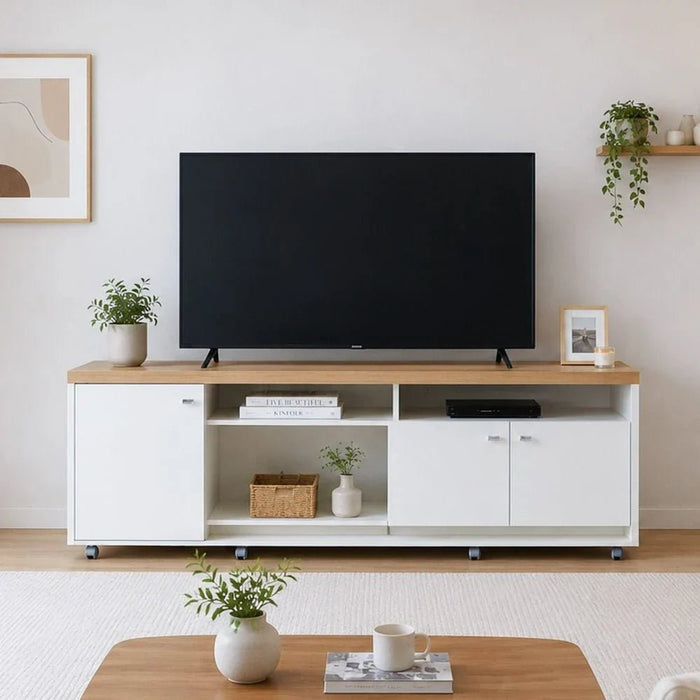 Phenom TV Unit Up to 75 inches - Almond/Off White - With 2-Year Warranty