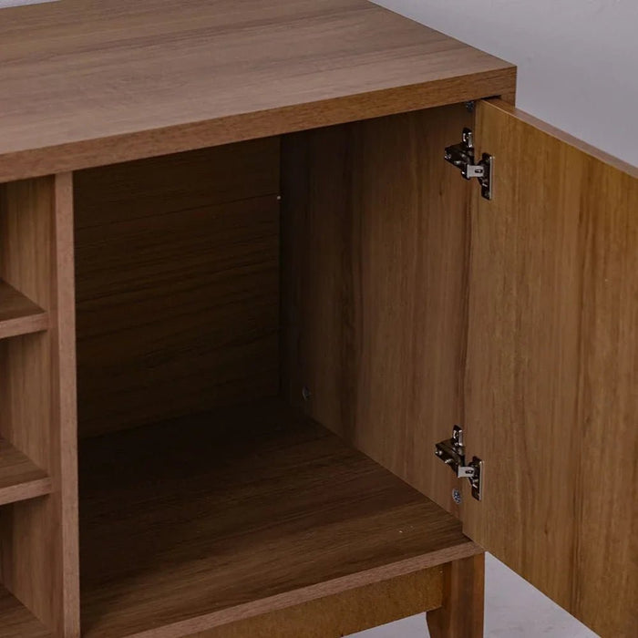 Titan TV Unit-Up to 65 Inches-Almond/Natural Wood- With 2-Year Warranty
