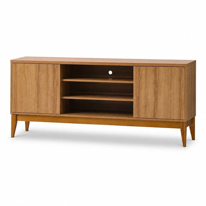 Titan TV Unit-Up to 65 Inches-Almond/Natural Wood- With 2-Year Warranty