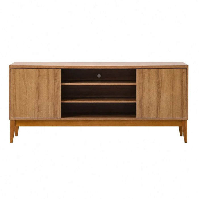 Titan TV Unit-Up to 65 Inches-Almond/Natural Wood- With 2-Year Warranty