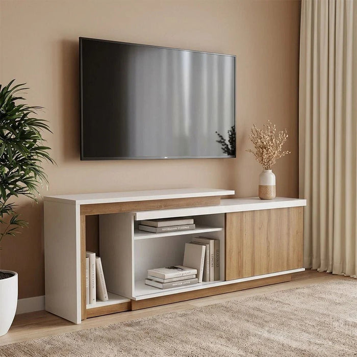 Lucia TV Unit with Extendable Top - Up To 55 Inches - Off White/Almond - With 2-Year Warranty