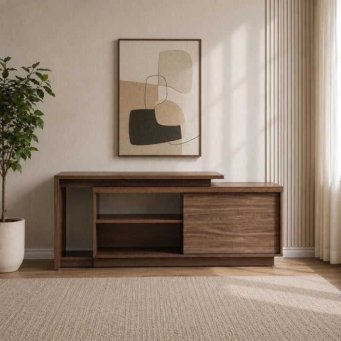 Lucia TV Unit with Extendable Top - Up to 55 Inches - Walnut/Oak - With 2-Year Warranty