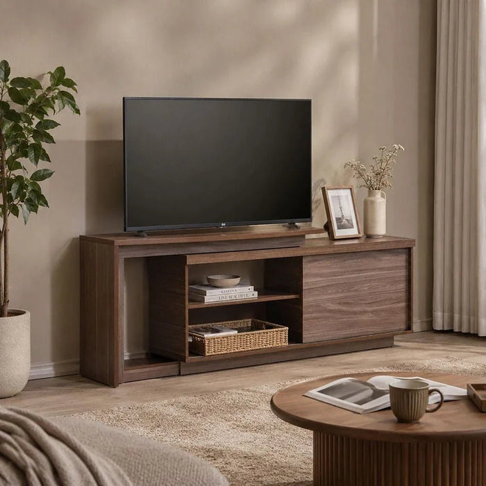 Lucia TV Unit with Extendable Top - Up to 55 Inches - Walnut/Oak - With 2-Year Warranty