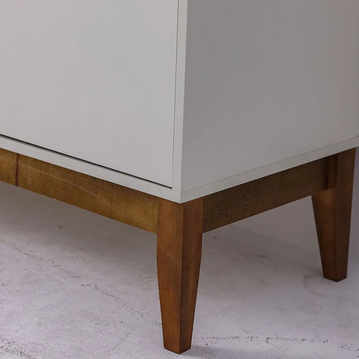 Titan TV Unit - Up to 65 Inches - Off White/Natural Wood - With 2-Year Warranty