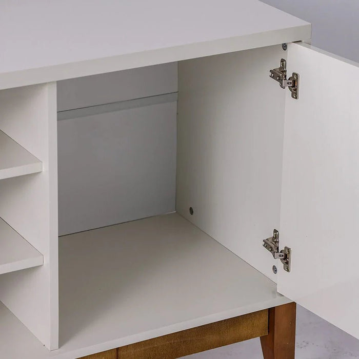 Titan TV Unit - Up to 65 Inches - Off White/Natural Wood - With 2-Year Warranty