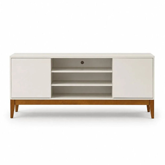 Titan TV Unit - Up to 65 Inches - Off White/Natural Wood - With 2-Year Warranty