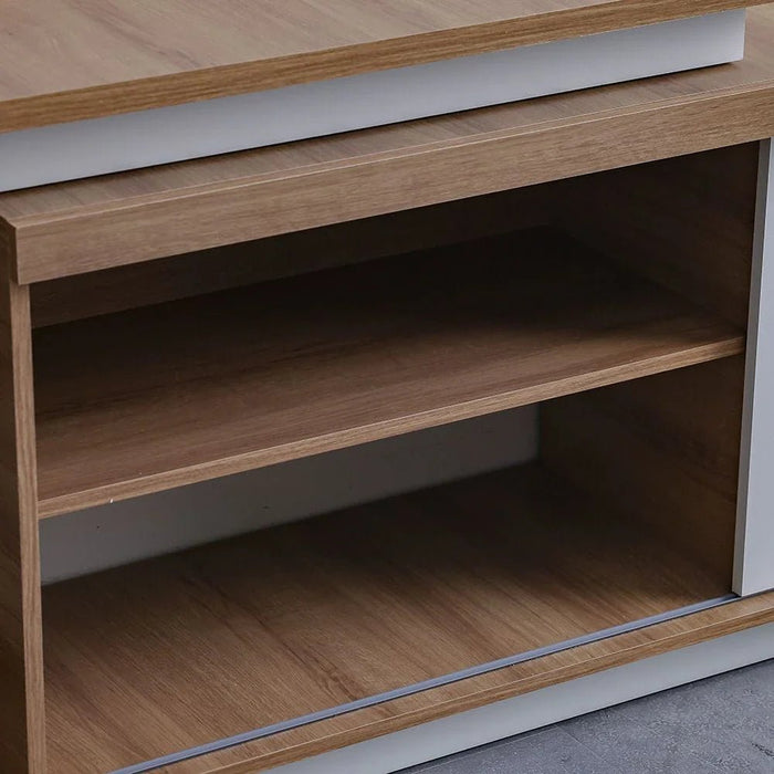 Lucia TV Unit with Extendable Top - Up to 55 Inches - Almond/Off White - With 2-Year Warranty