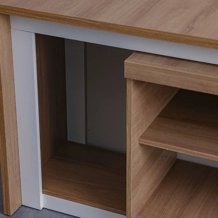 Lucia TV Unit with Extendable Top - Up to 55 Inches - Almond/Off White - With 2-Year Warranty