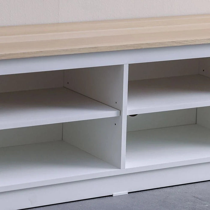 Guyana TV Unit with 2 Doors & Shelves - Up to 80 Inches - White/Oak - With 2-Year Warranty