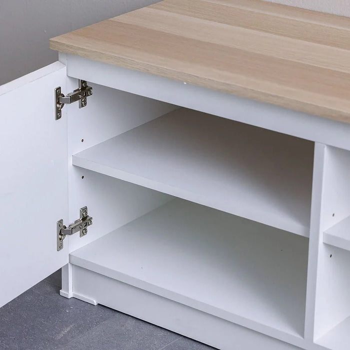Guyana TV Unit with 2 Doors & Shelves - Up to 80 Inches - White/Oak - With 2-Year Warranty