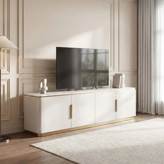 Fortville 4 Door High Gloss TV Unit - Upto 80 Inch -Light Grey