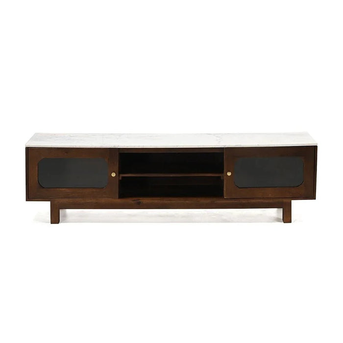 Camelle TV Unit Up To 75 Inches - White/Brown - With 2-Year Warranty