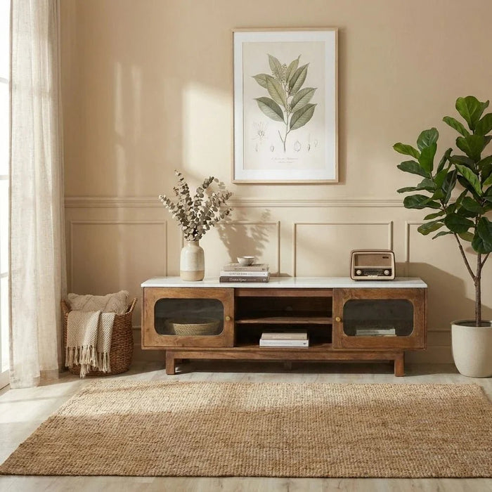 Camelle TV Unit Up To 75 Inches - White/Brown - With 2-Year Warranty