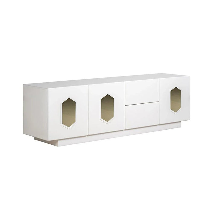 Qasr 3-Door & 2-Drawer TV Unit - Up to 75 inches - Pearl White - With 3-Year Warranty