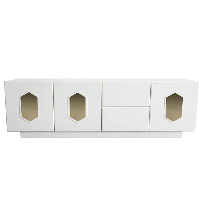 Qasr 3-Door & 2-Drawer TV Unit - Up to 75 inches - Pearl White - With 3-Year Warranty