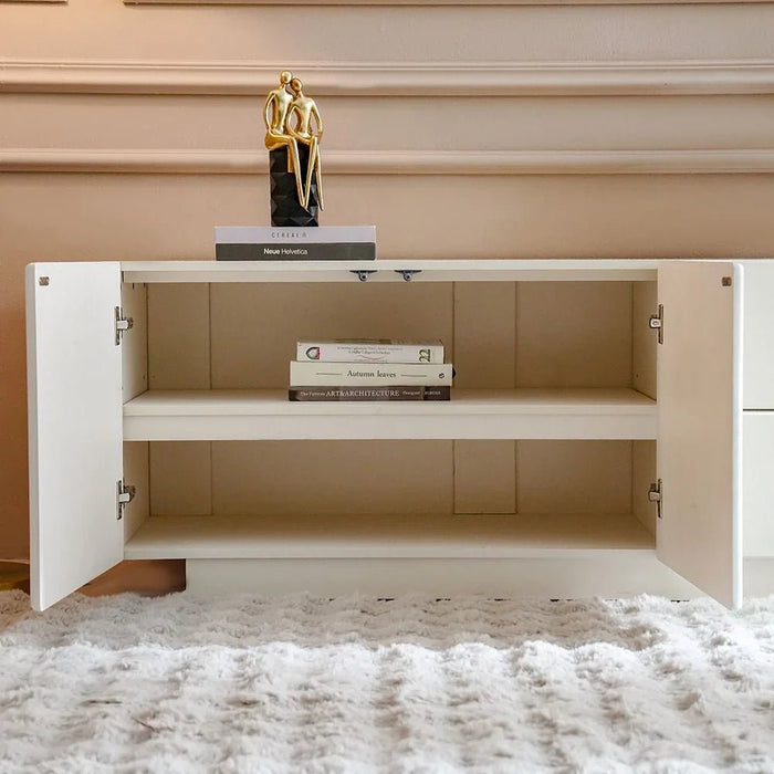 Qasr 3-Door & 2-Drawer TV Unit - Up to 75 inches - Pearl White - With 3-Year Warranty