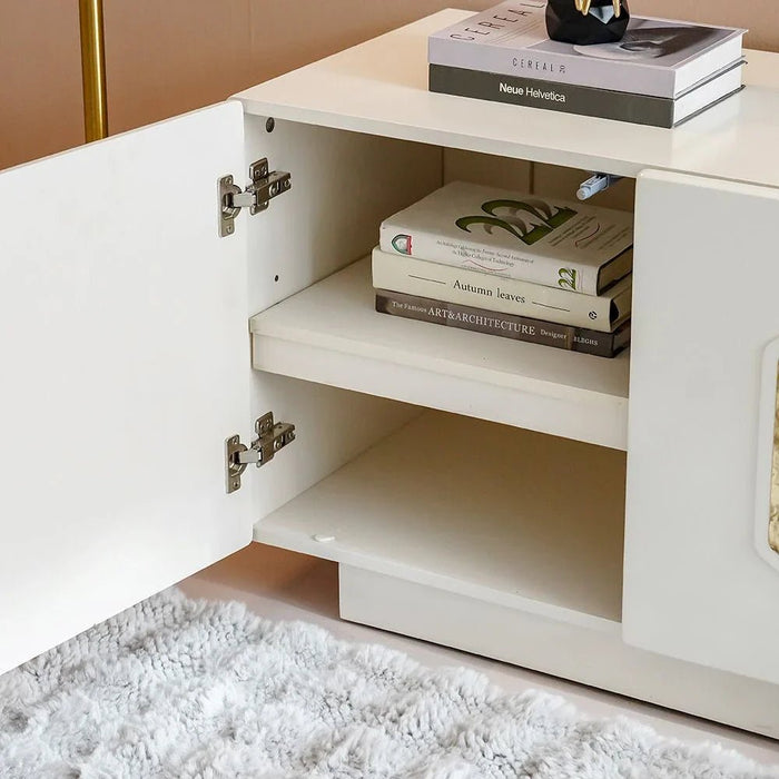 Qasr 3-Door & 2-Drawer TV Unit - Up to 75 inches - Pearl White - With 3-Year Warranty