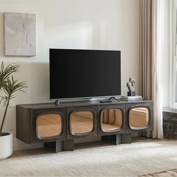 Terrakai 4 Doors TV Unit upto 75 inch -Dark Brown/Bronze